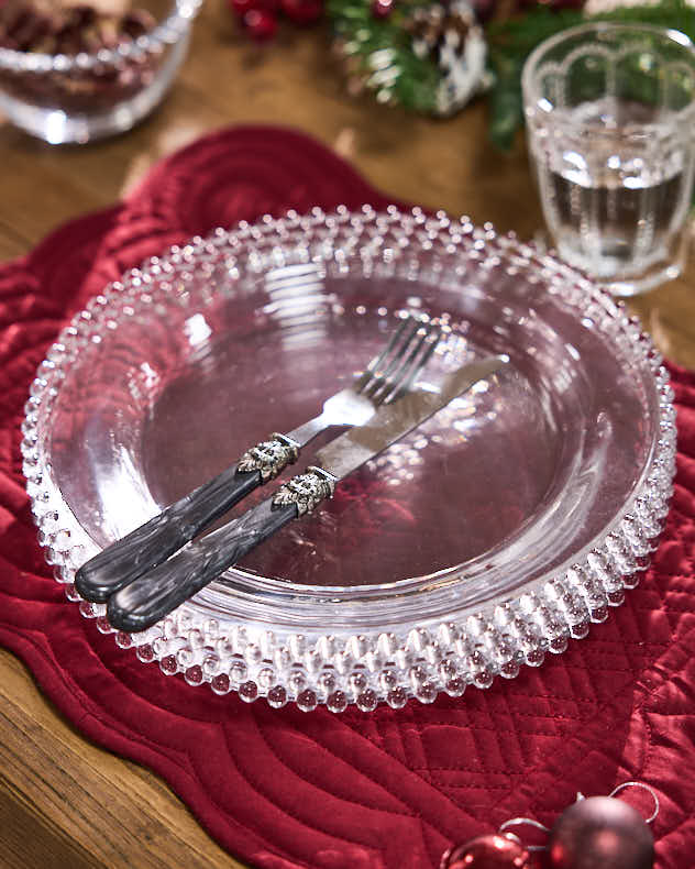 Ensemble de 4 assiettes plates en verre Bella Perle