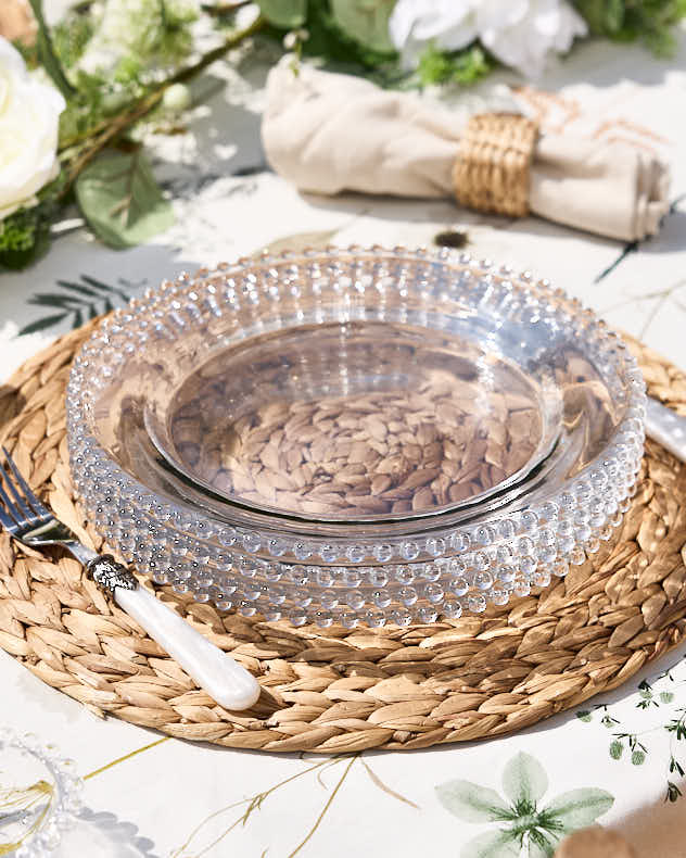 Set of 4 Bella Perle Glass Dinner Plates