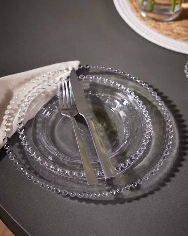 Assiette plate en verre Bella Perle