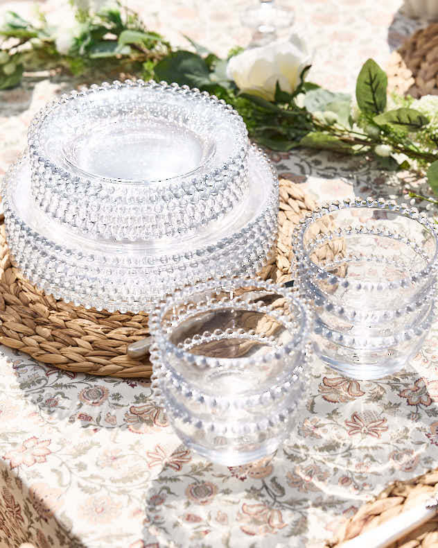 Clear Glass Dinnerware Sets - 18 Piece Bella Perle Dinner Set