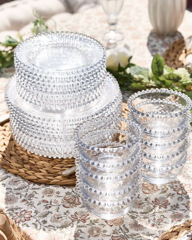 Clear Glass Dinnerware Sets - 30 Piece Bella Perle Dinner Set