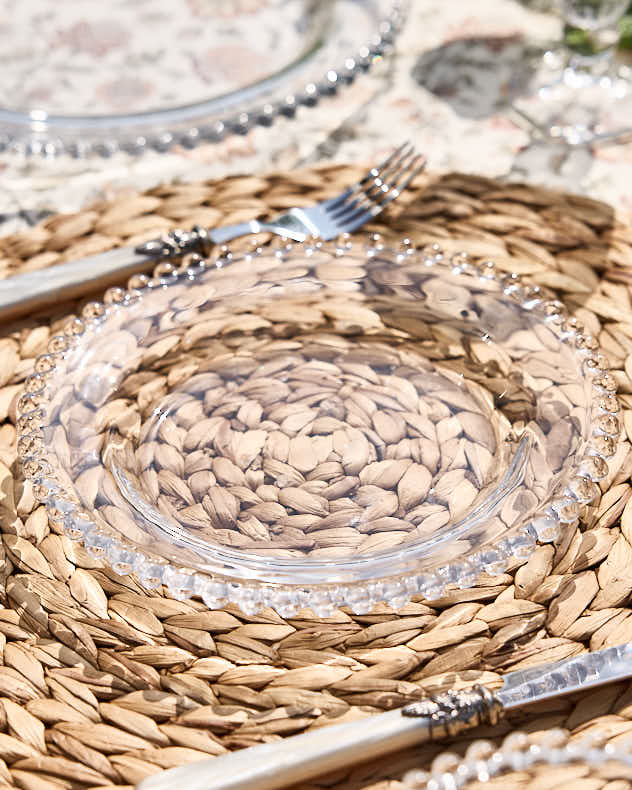 Clear Glass Plates - Bella Perle Beaded Glass Side Plate