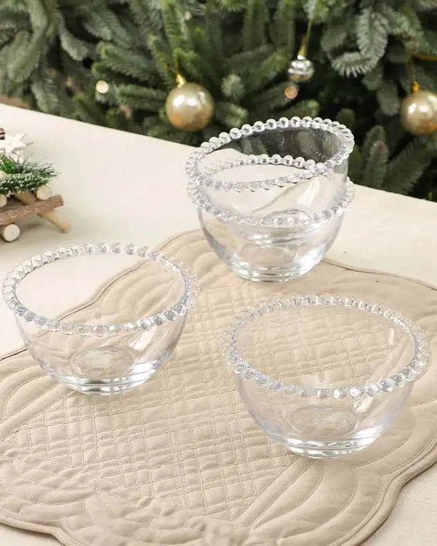 Set of 4 Bella Perle Beaded Glass Bowl