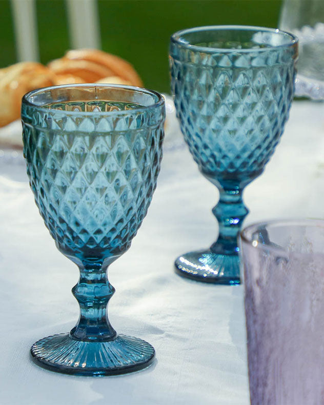 Rococo Blue Wine Goblet