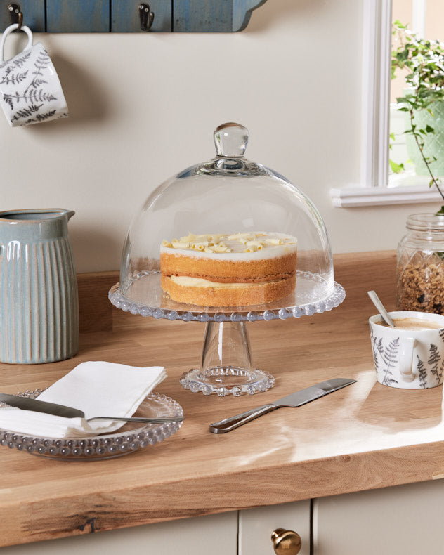 Bella Perle Glass Beaded Cake Stand and Dome