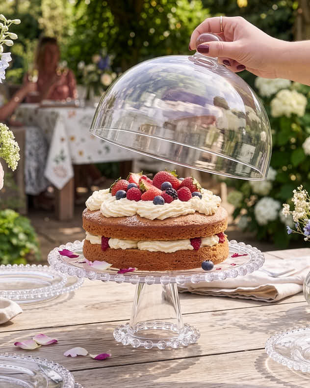 Bella Perle Glass Cake Stand &amp; Dome