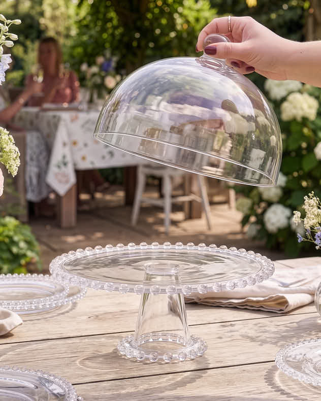 Bella Perle Glass Cake Stand &amp; Dome