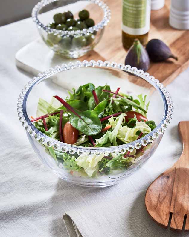 Clear Glass Bowls - Bella Perle Beaded Glass Salad Bowl