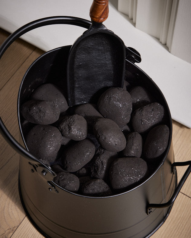 Log & Coal Storage - Black Coal Bucket & Shovel