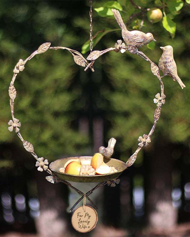 Bird Feeders - Personalised Hanging Heart Garden Bird Feeder