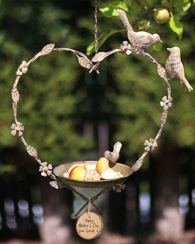Personalised Hanging Love Heart Garden Bird Feeder