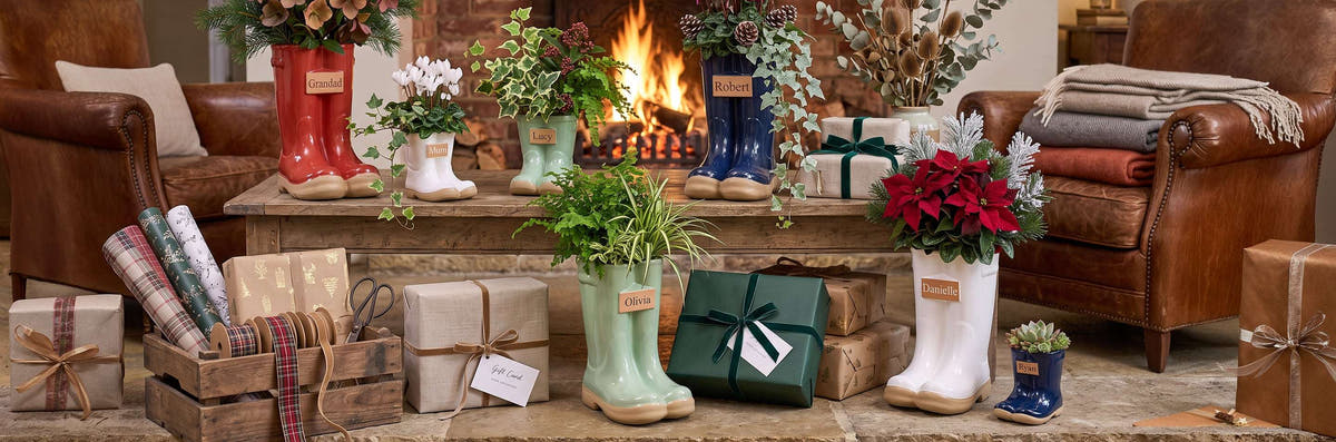 Personalised welly boot planters