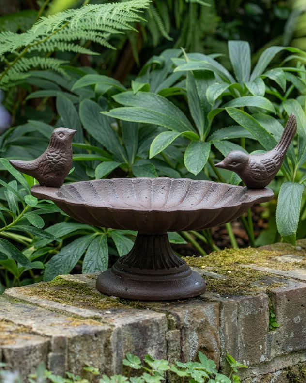 Cast Iron Antique Brown Bird Bath