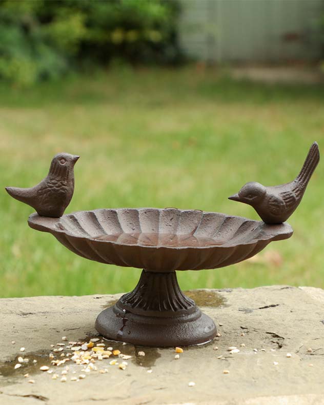 Cast Iron Antique Brown Bird Bath