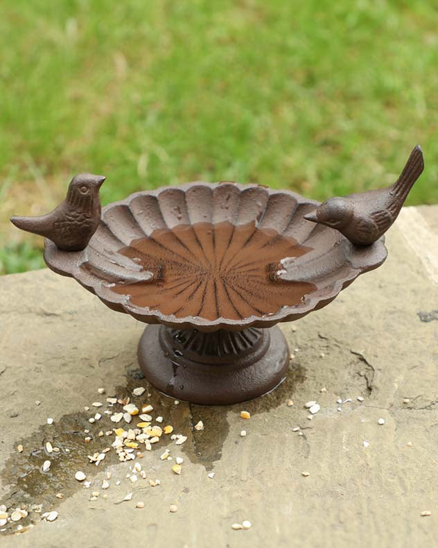 Cast Iron Antique Brown Bird Bath