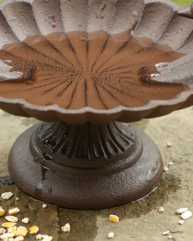 Cast Iron Antique Brown Bird Bath