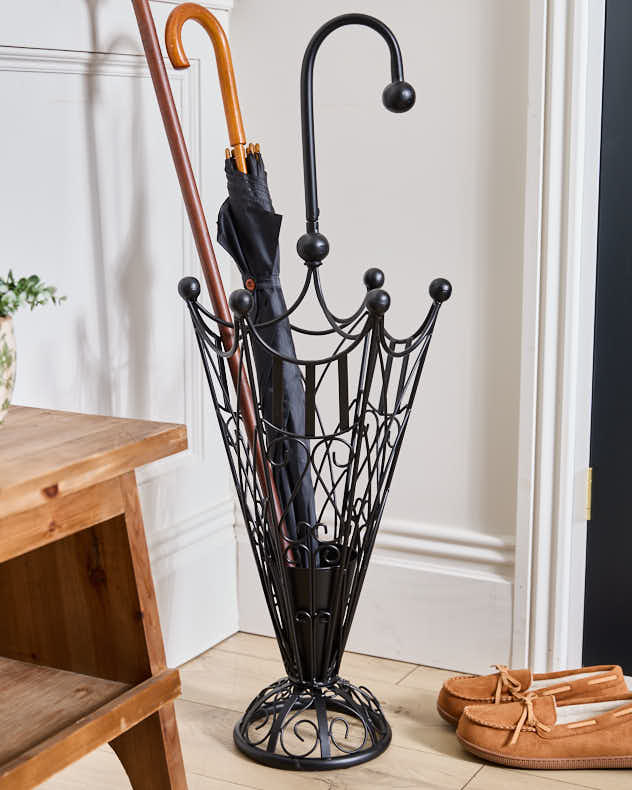 Black Recycled Iron Umbrella Stands - Black Iron Umbrella Stand