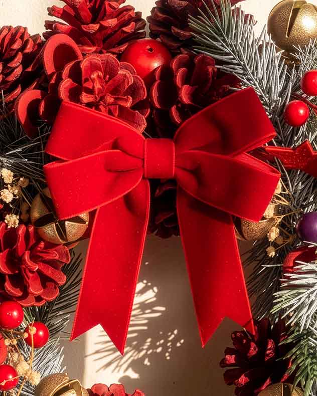 Red Ribbon Christmas Wreath