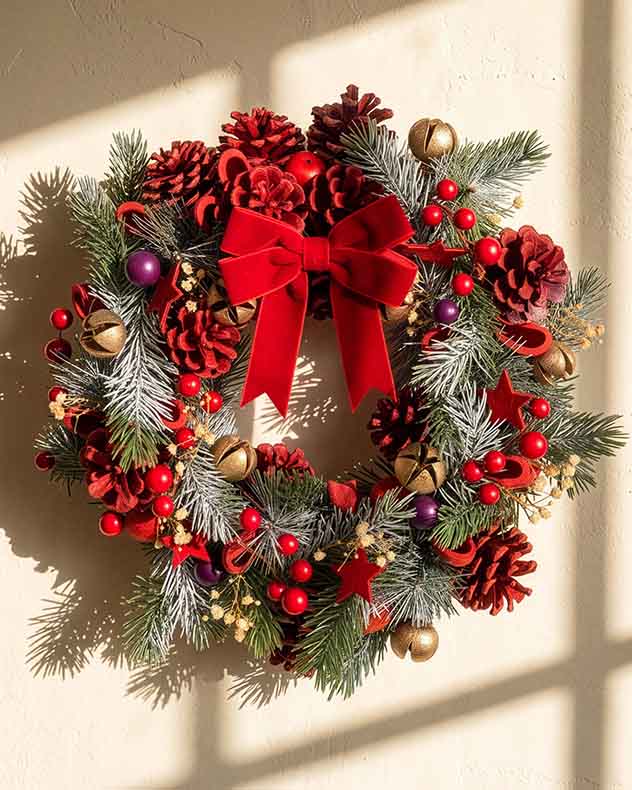 Red Ribbon Christmas Wreath