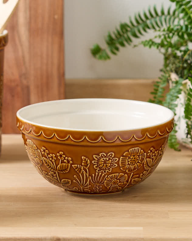 Brown Embossed Sunflower Bowl