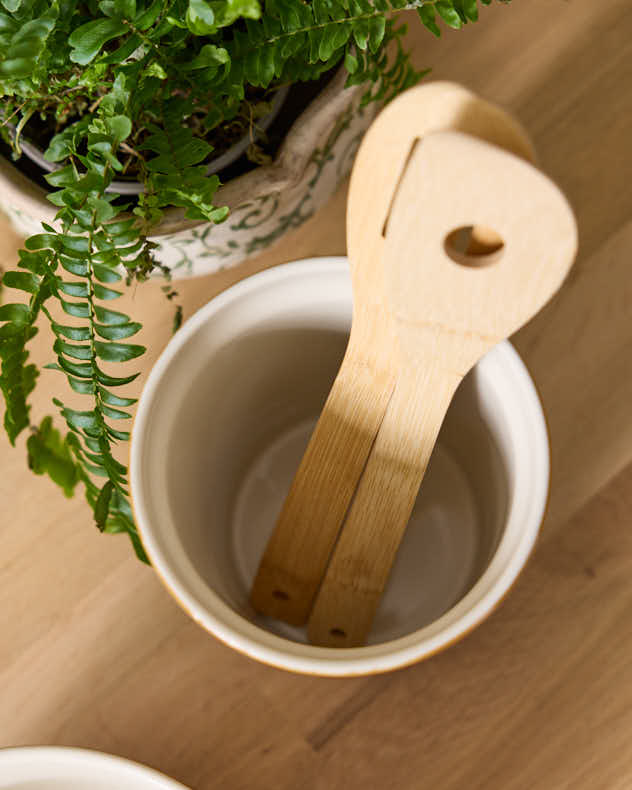 Ceramic Sunflower Container with Utensils