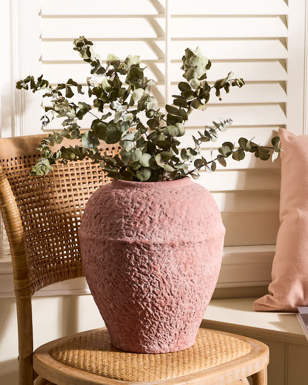 Rose Pink Textured Stone Vase