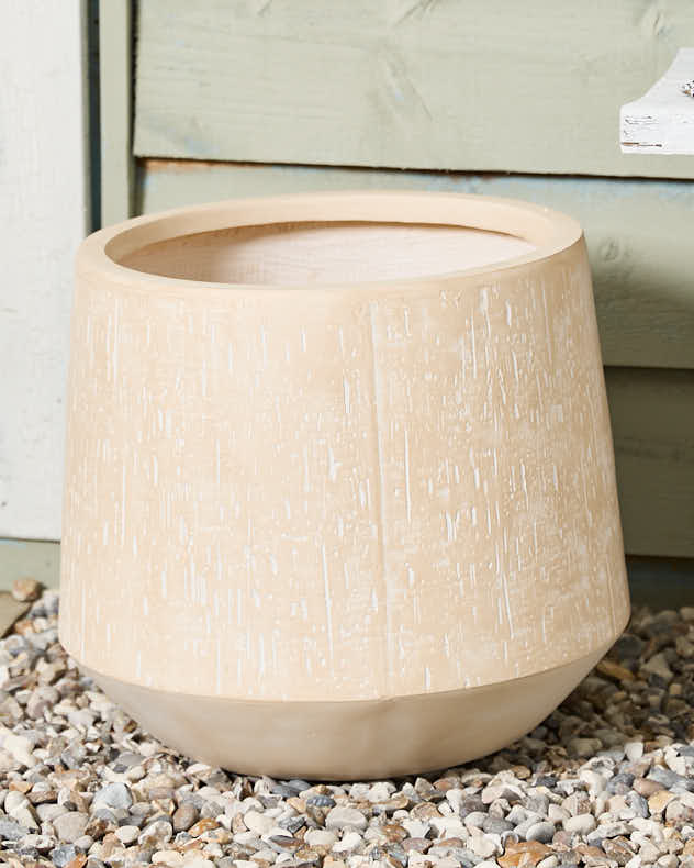 Large Beige Round Terracotta Plant Pot