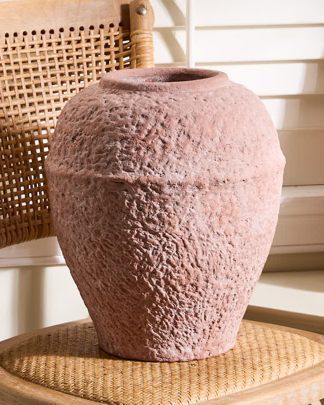 Rose Pink Textured Stone Vase