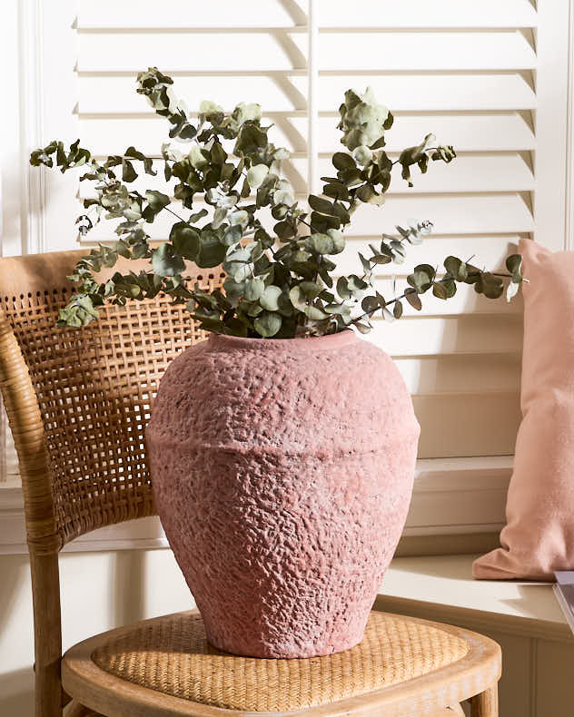 Rose Pink Textured Stone Vase