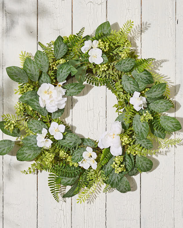 White Magnolia Woodland Spring Wreath