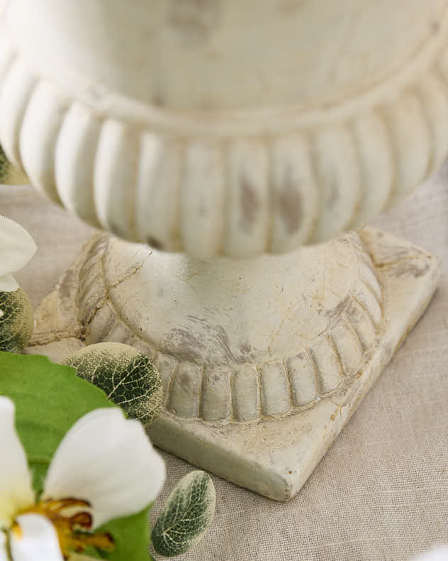 Chipped Ivory Pillar Stone Planter