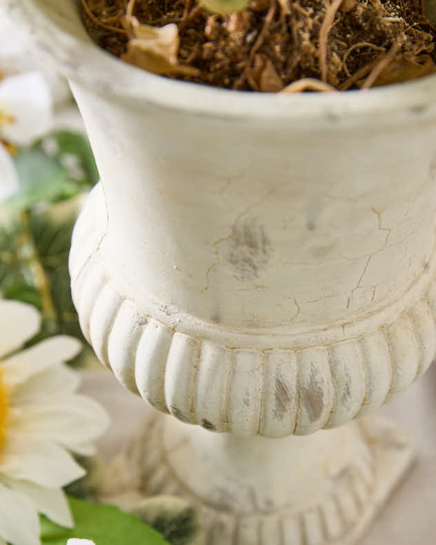 Chipped Ivory Pillar Stone Planter