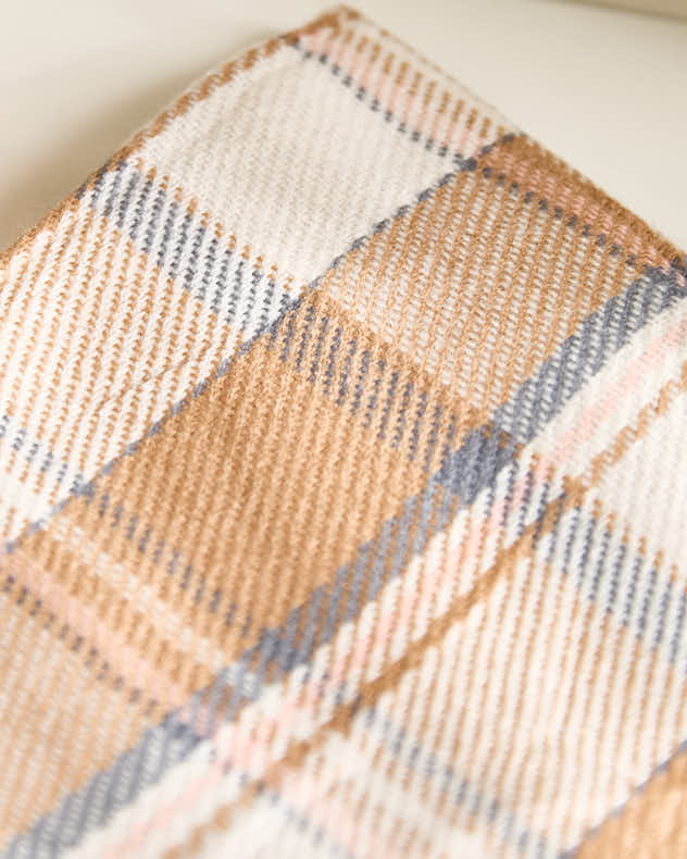 Women's Cotton Pink & Brown Chequered Scarf
