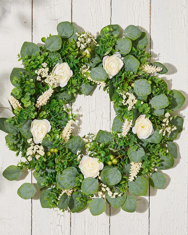 White Rose & Eucalyptus Spring Wreath