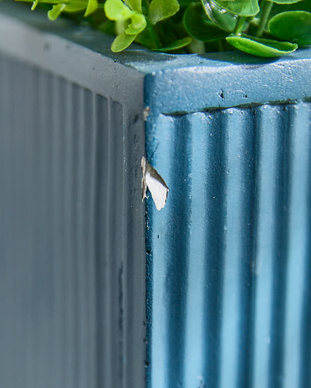 Ribbed Square Blue Planter