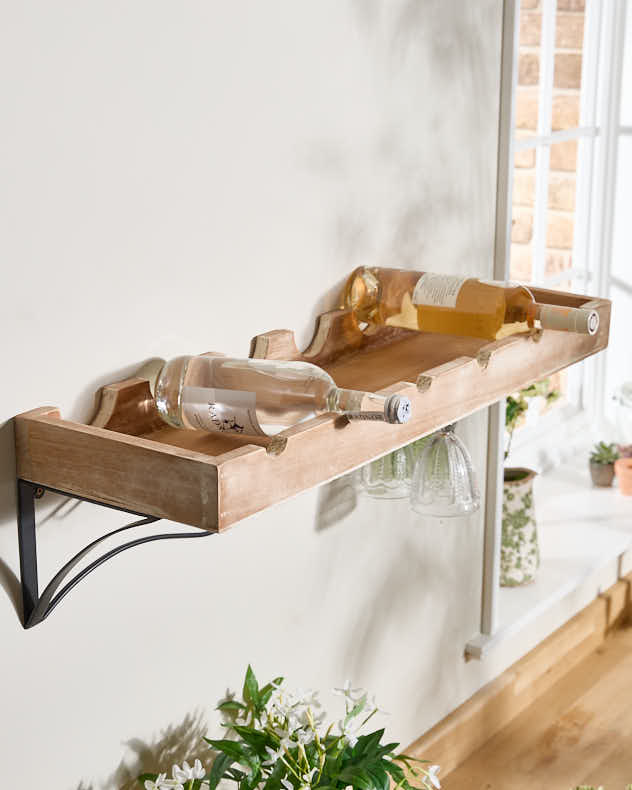 Rustic Bottle & Glass Shelving Unit