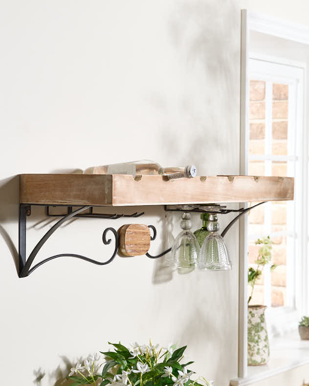 Rustic Bottle & Glass Shelving Unit