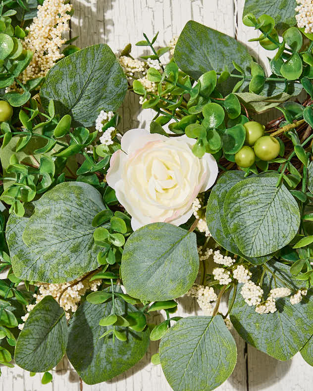 White Rose & Eucalyptus Spring Wreath