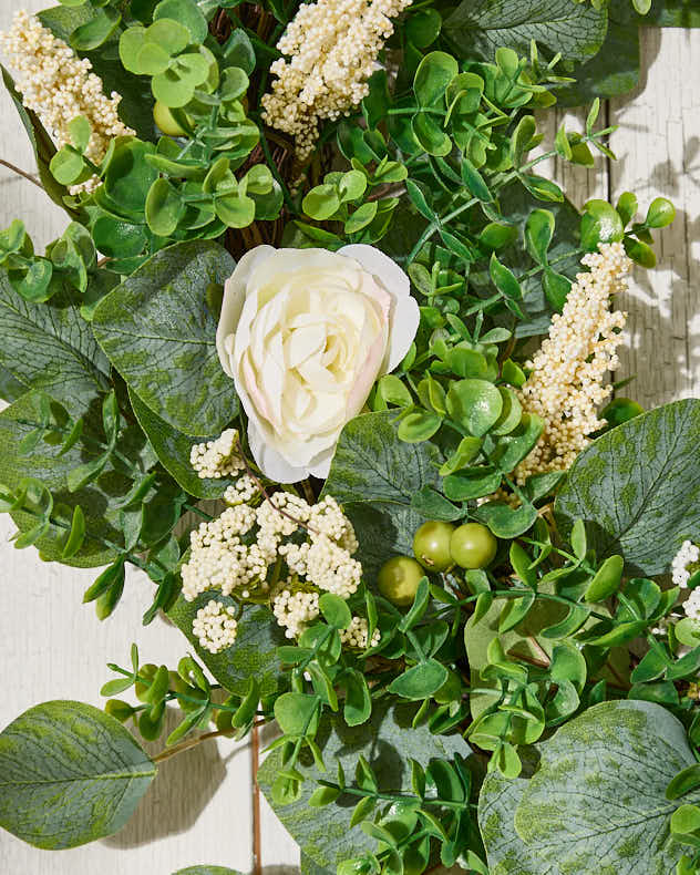 White Rose & Eucalyptus Spring Wreath