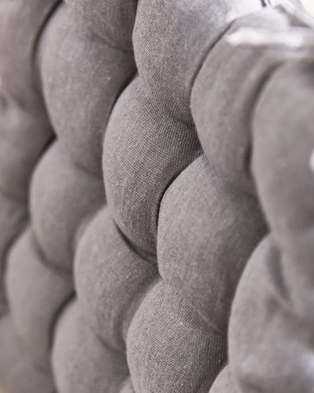 Grey Quilted Cotton Seat Pad with Ties