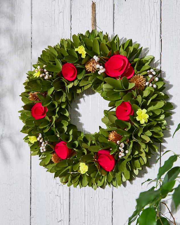 Red Rose & Yellow Buttercup Spring Wreath