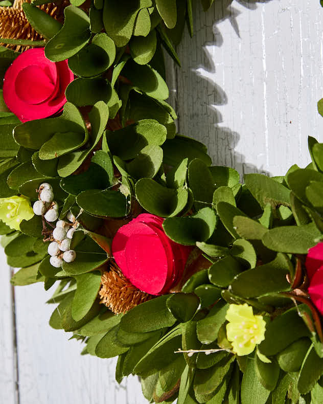 Red Rose & Yellow Buttercup Spring Wreath