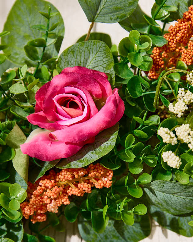 Pink Rose & Gypsophilia Wreath