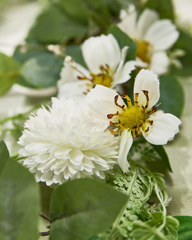 White Dahlia & Blossom Garland