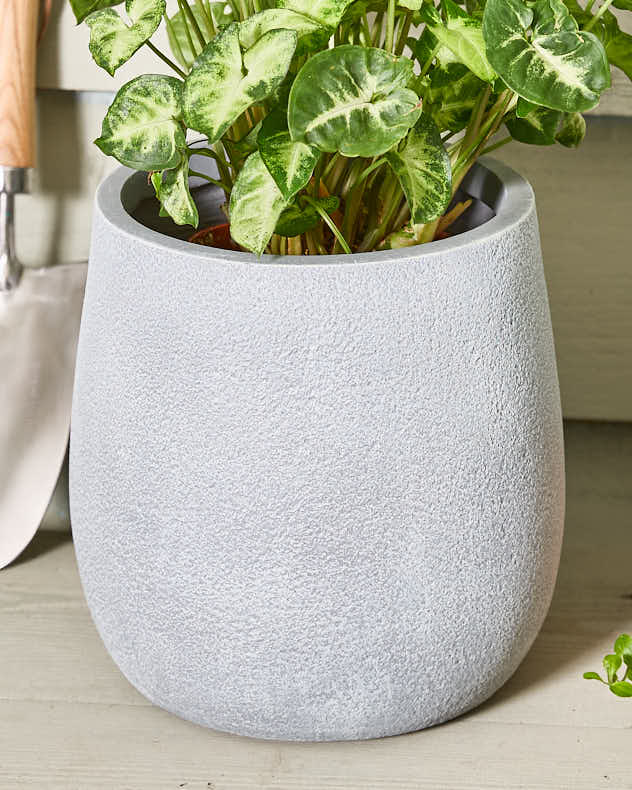 Grey Clay Textured Plant Pot