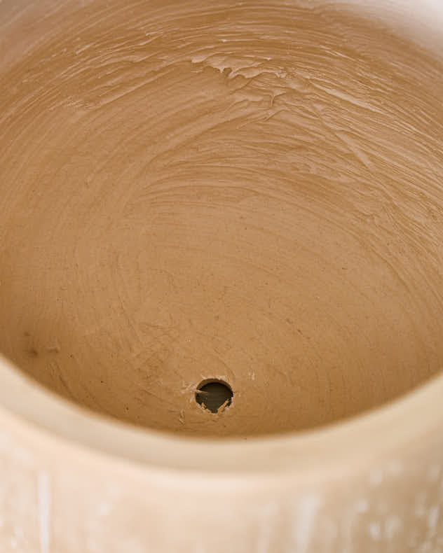 Beige Round Terracotta Plant Pot