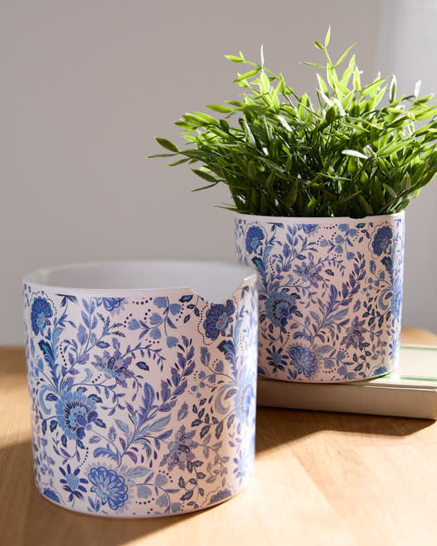 Set of Two Blue China Ceramic Planters