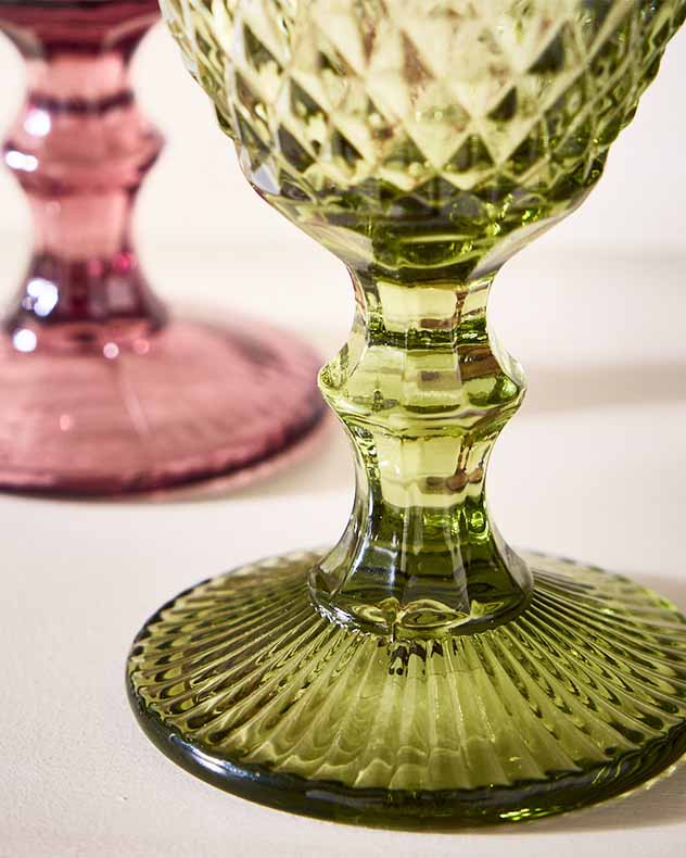 Set of 3 Multi-coloured Embossed Wine Goblets