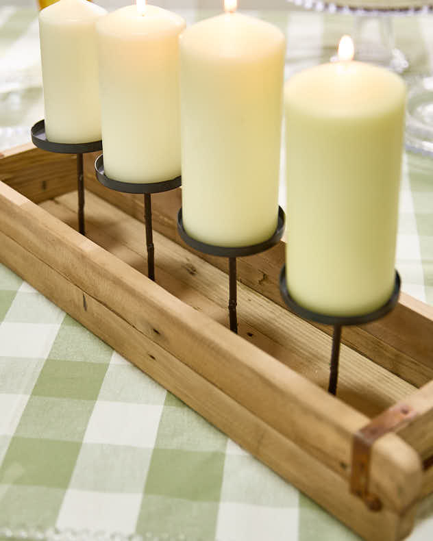 Wooden 4 Votive Candle Holder