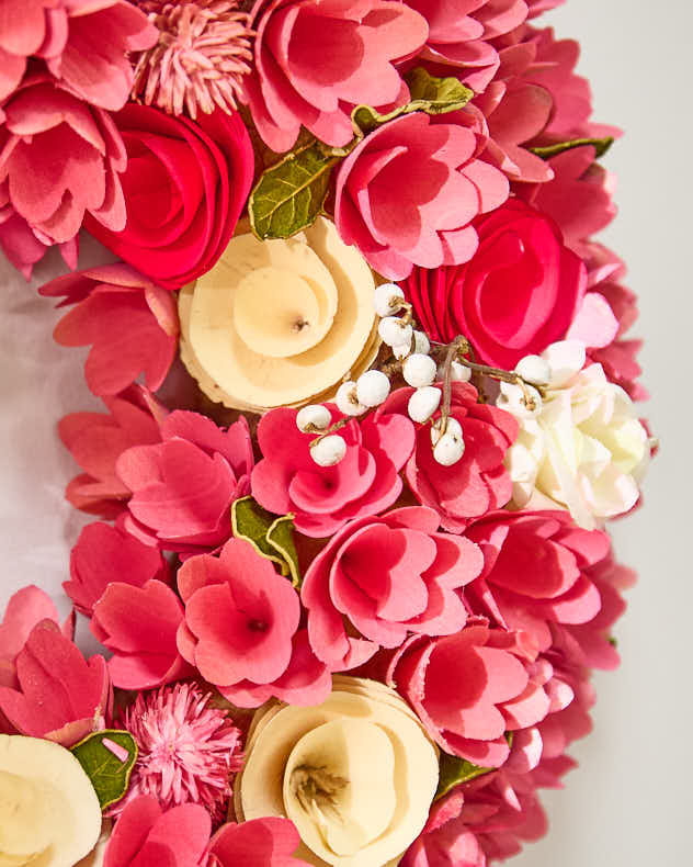 Wooden Pink Rose Spring Wreath